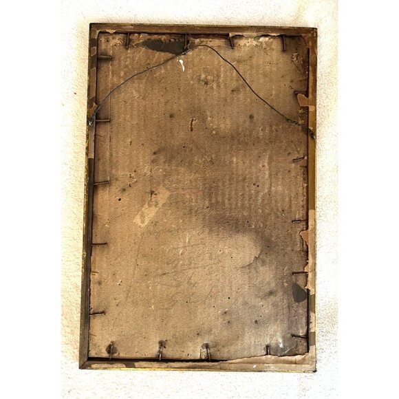 Antique Signed Asian Floral Watercolor Painting Gold Tone Framed‎ 13"x8-1/2" - Picture 7 of 7